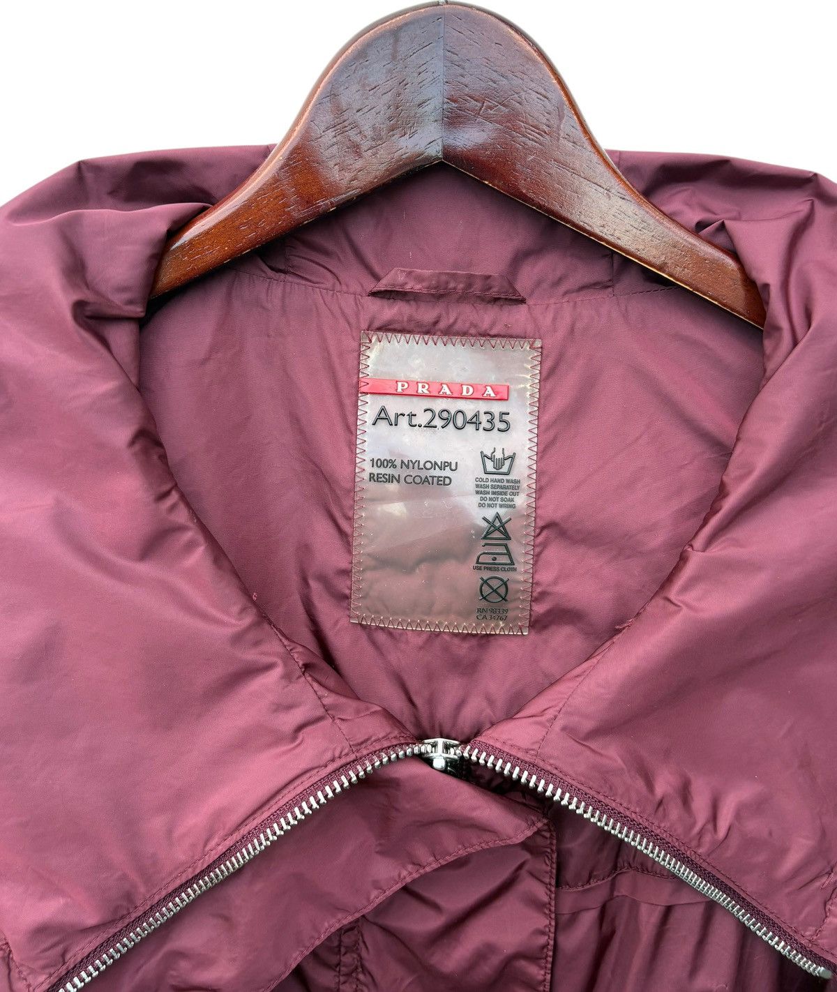 Prada Prada Burgundy Nylon Hoodie Jacket Size S / US 4 / IT 40 - 2 Thumbnail