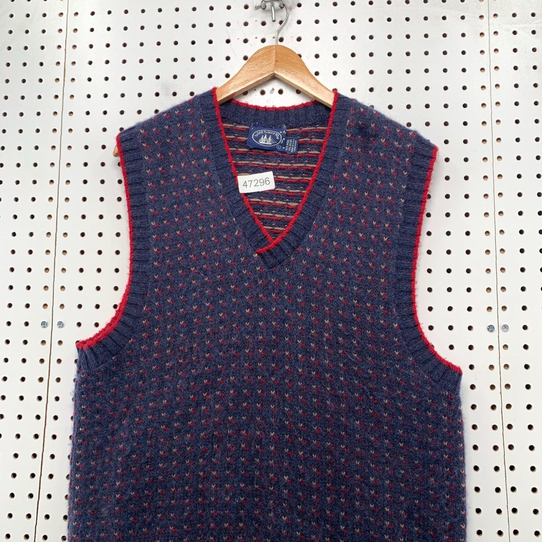 Vintage VINTAGE Boat House Row Mens Large Blue Wool Vest Sweater Knit - Birdeye Knit Vest USA Theme, US Size US L / EU 52-54 / 3 - 4 Thumbnail