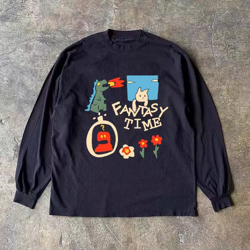 Japanese Brand × Vintage Black washed retro dinosaur print long sleeve t-shirt Size US L / EU 52-54 / 3 - 1 Thumbnail