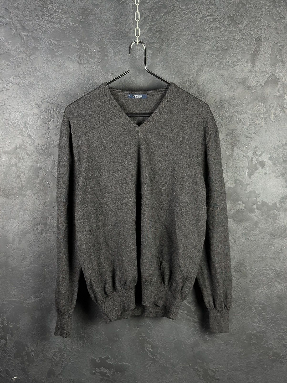 Gran Sasso Gran Sasso Gray Merino Wool V Neck Sweater Men's 54 Size US L / EU 52-54 / 3 - 1 Thumbnail