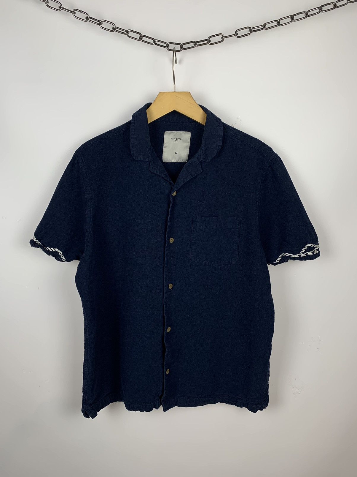 Percival Percival Linen Hawaiian Shirt Men’s Size M Blue Short Sleeve Size US M / EU 48-50 / 2 - 1 Thumbnail