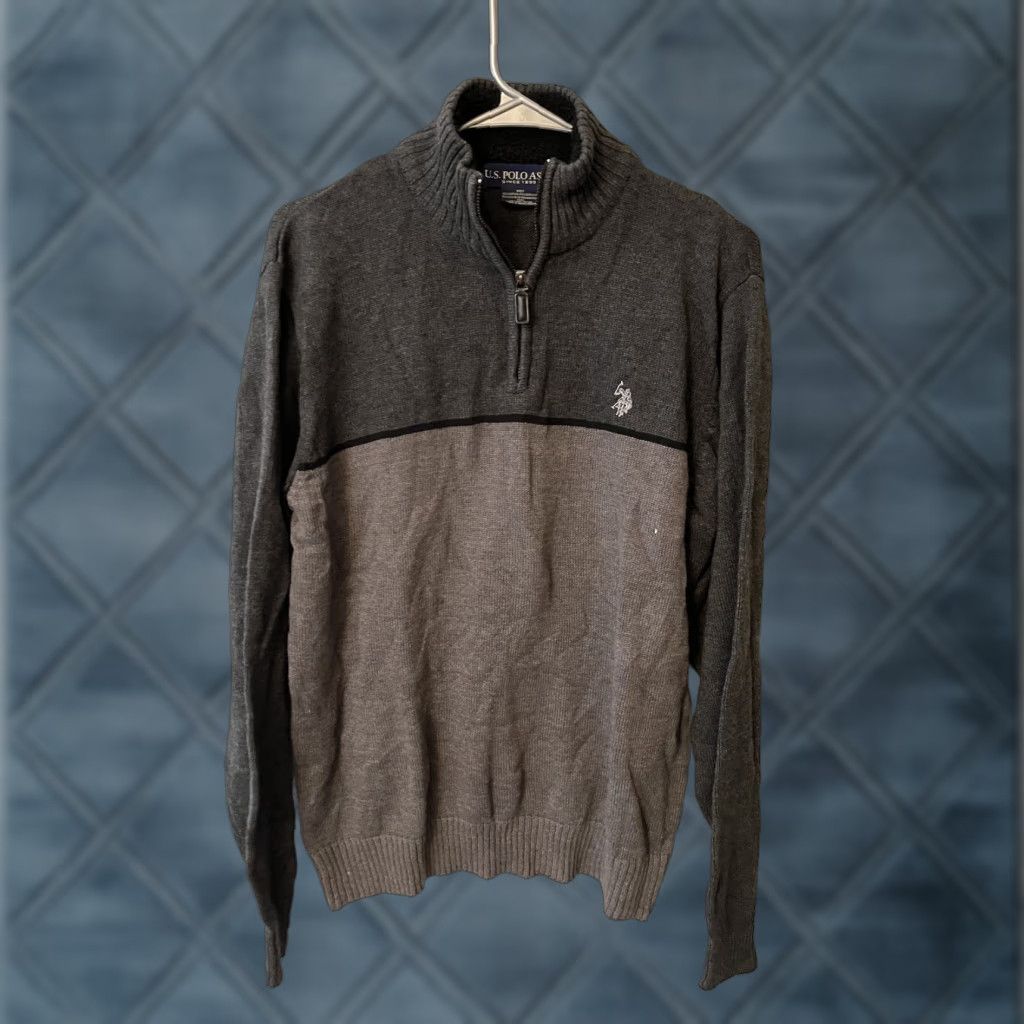 Vintage US Polo Assn Dark Gray Mens 1/4 Zip Pullover Knit Sweater Sweatshirt L Size US L / EU 52-54 / 3 - 1 Thumbnail