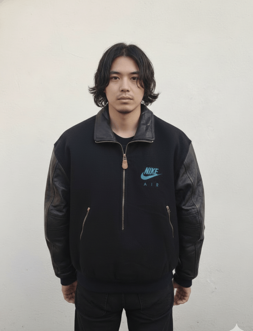 Nike Vintage Nike Jacket Varsity Leather Wool Nike Air Letterman Size US M / EU 48-50 / 2 - 2 Thumbnail