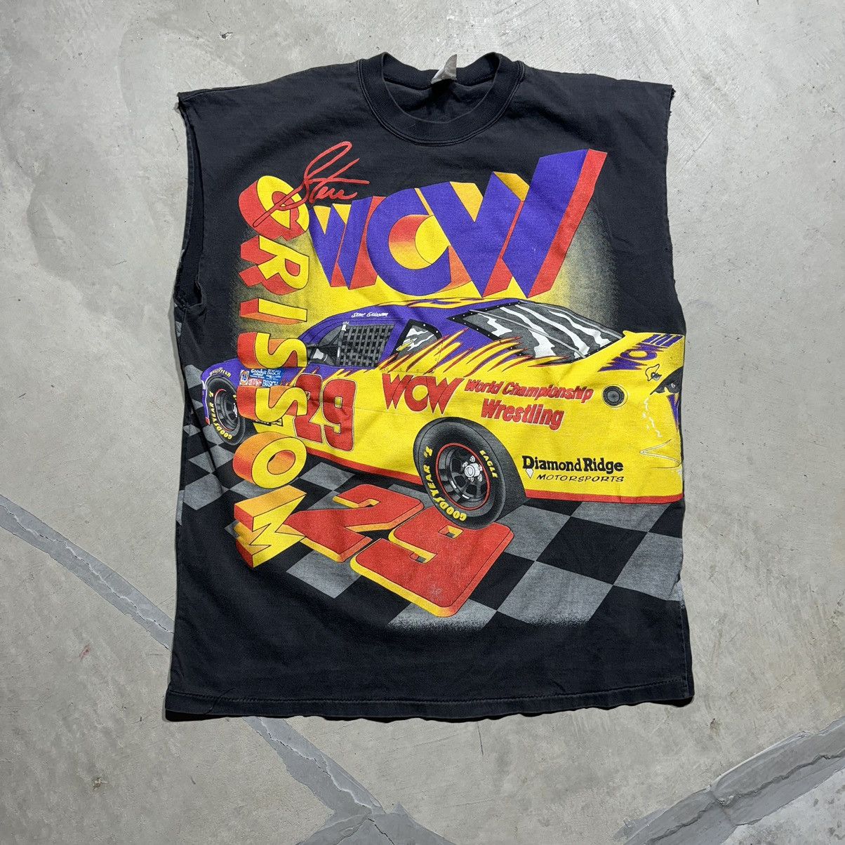 image of Vintage Chopped Steve Grissom Nascar Wcw Racing Tee in Black, Men's (Size XL)