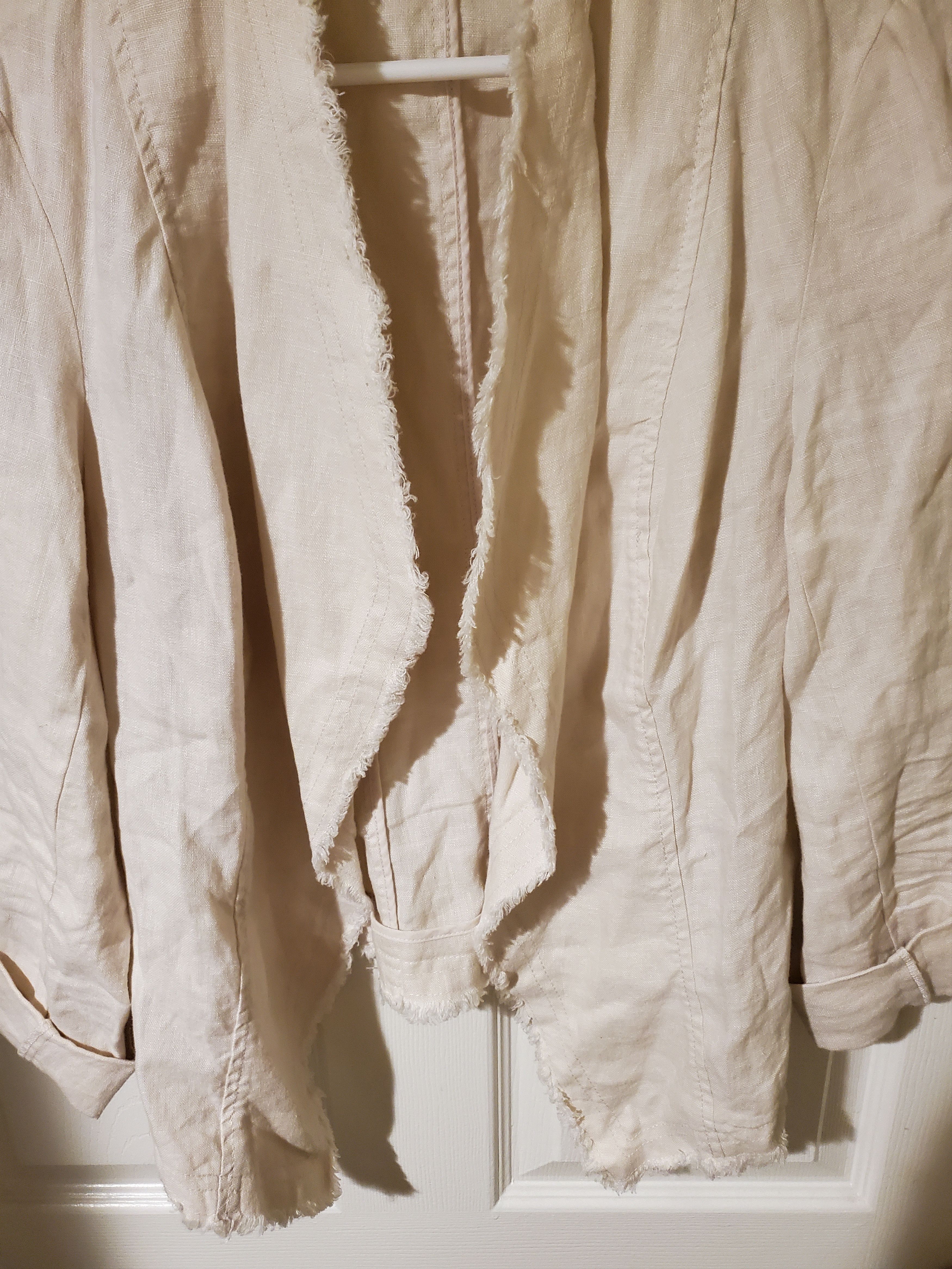 Vintage Vintage Cream Frayed Edge Linen Blazer (size M) Size M / US 6-8 / IT 42-44 - 2 Thumbnail