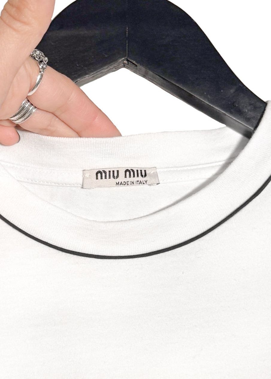 Miu Miu Miu Miu 2018 White T-shirt with Logo Detail Size M / US 6-8 / IT 42-44 - 4 Thumbnail