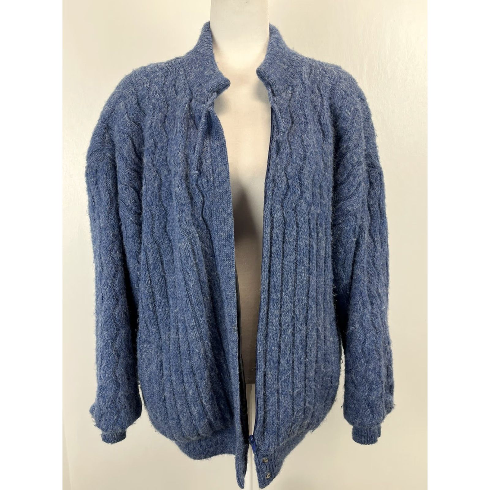 Vintage VINTAGE Tundra 80s Wool Sweater Jacket Womens XL Blue Lined Shoulder Pads Size XL / US 12-14 / IT 48-50 - 6 Thumbnail
