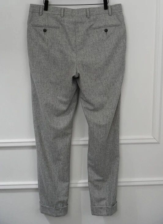 Suitsupply Men Suitsupply Soho Turn - Up Trousers Flannel Grey UK/US40 Size 40R - 2 Thumbnail