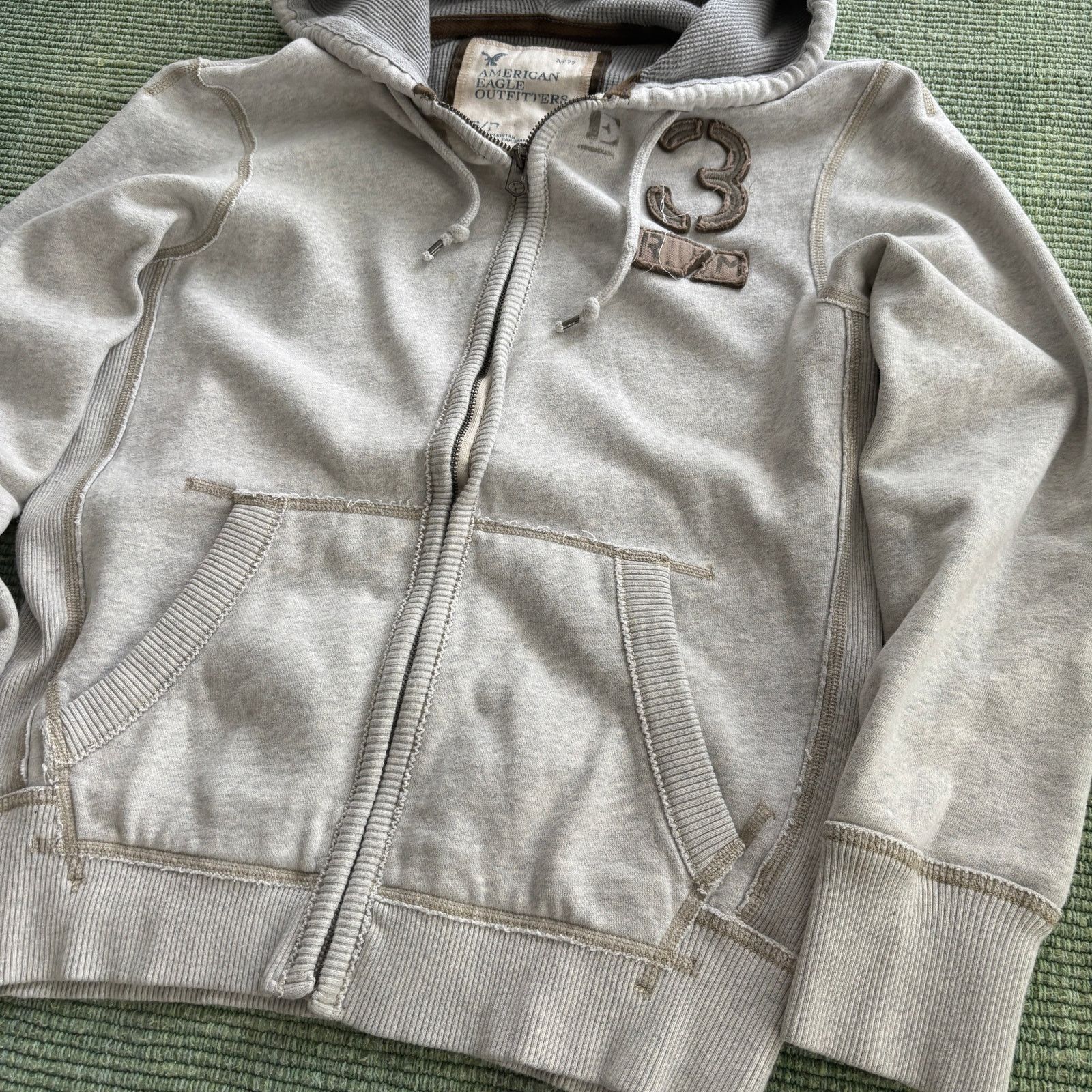 American Eagle Outfitters Y2K American Eagle Zip Up Cotton Waffle Lined Hoodie Sz S Size S / US 4 / IT 40 - 5 Thumbnail