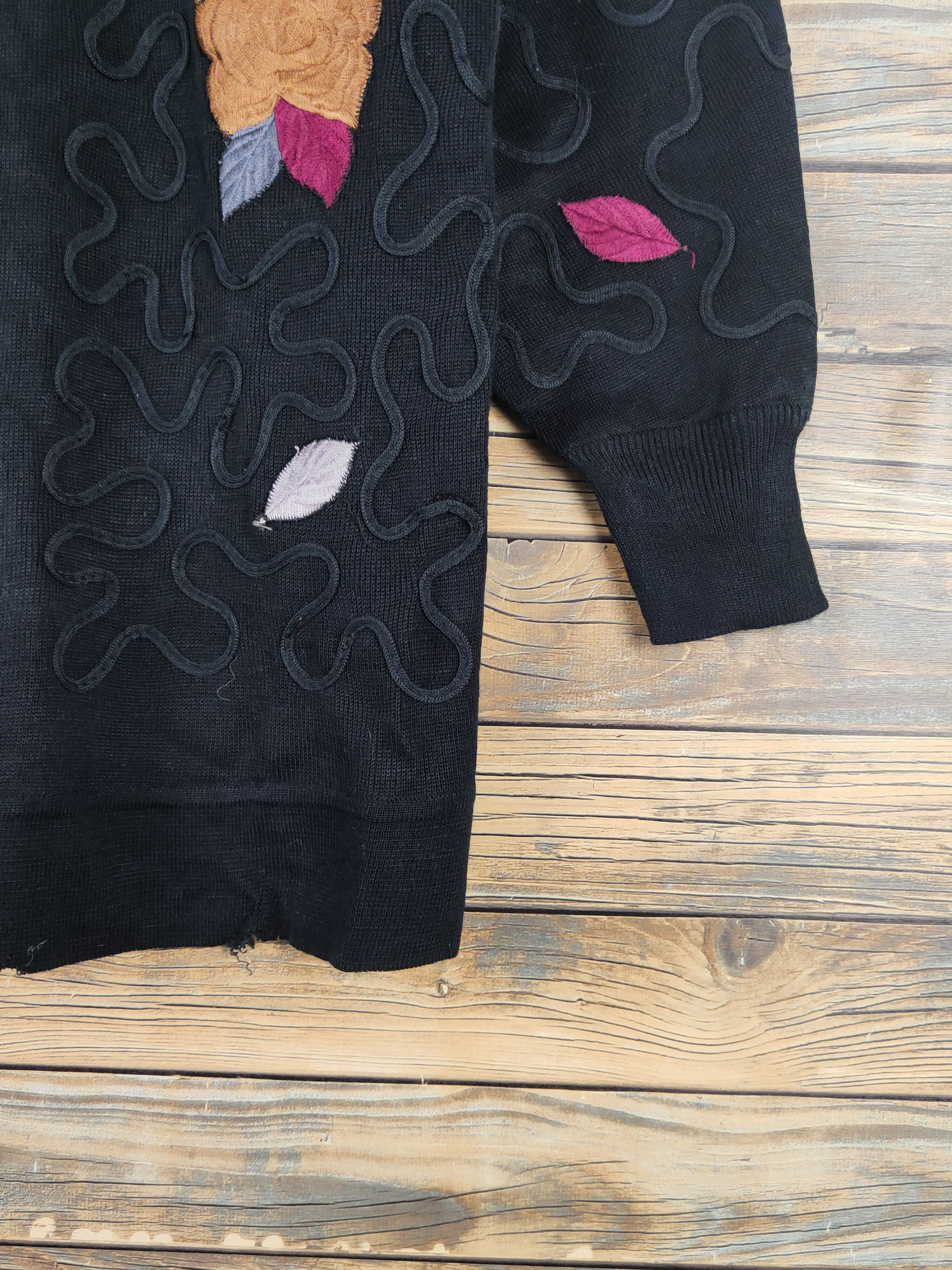 Vintage Japan ripped vintage Black Knitwear art Cardigan #W161628 Size L / US 10 / IT 46 - 6 Thumbnail