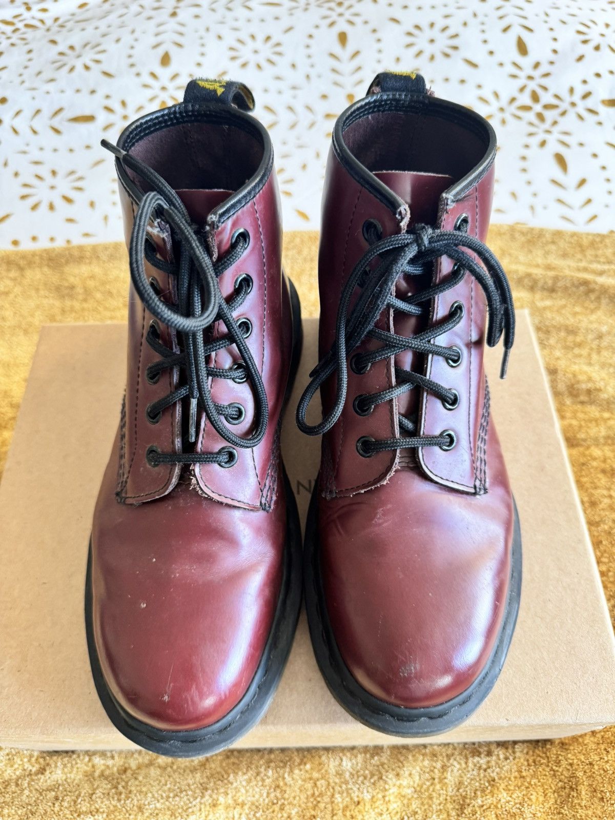 Dr. Martens Dr. Martens 1460 Oxblood Boots 🍒 Rare Black Stitching Size US 7 / EU 40 - 3 Thumbnail