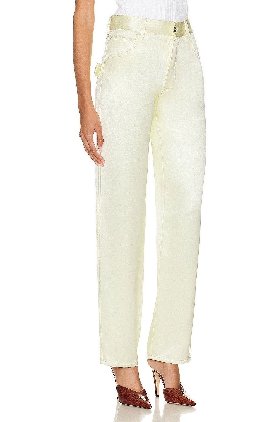 Bottega Veneta o1n1vont0325 Washed Silk Twill Straight Leg Trouser Size 28" / US 6 / IT 42 - 1 Thumbnail