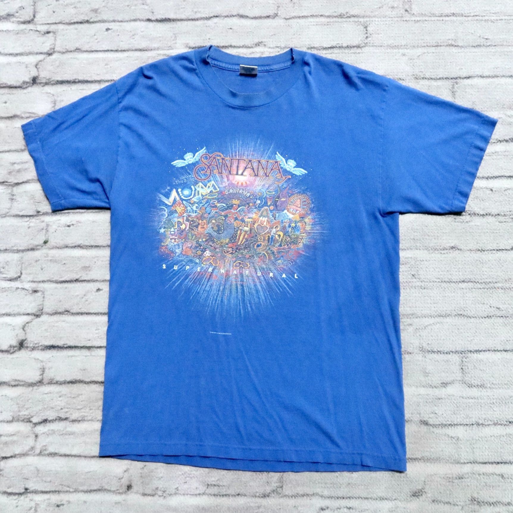 AAA VINTAGE Santana Supernatural Band Shirt L Blue Men Shirt 90s Santana Band Shirt Mens Size US L / EU 52-54 / 3 - 2 Thumbnail