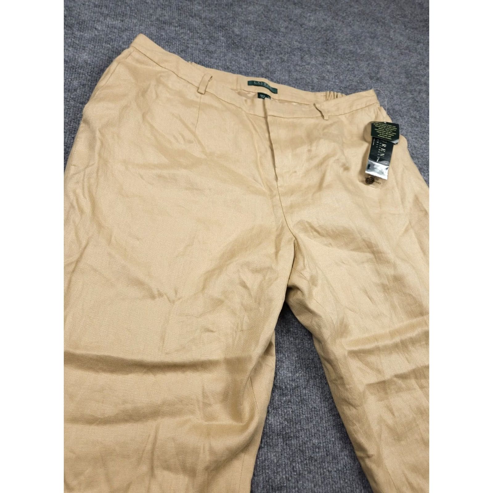Ralph Lauren Lauren Ralph Lauren Linen Pants Women's 18WP 34 x 28 Beige Lined NWT Linen Pants Wide-Leg Jeans Style Beach City Preppy Summer Casual Travel Womens Size 40" / US 18 - 3 Thumbnail