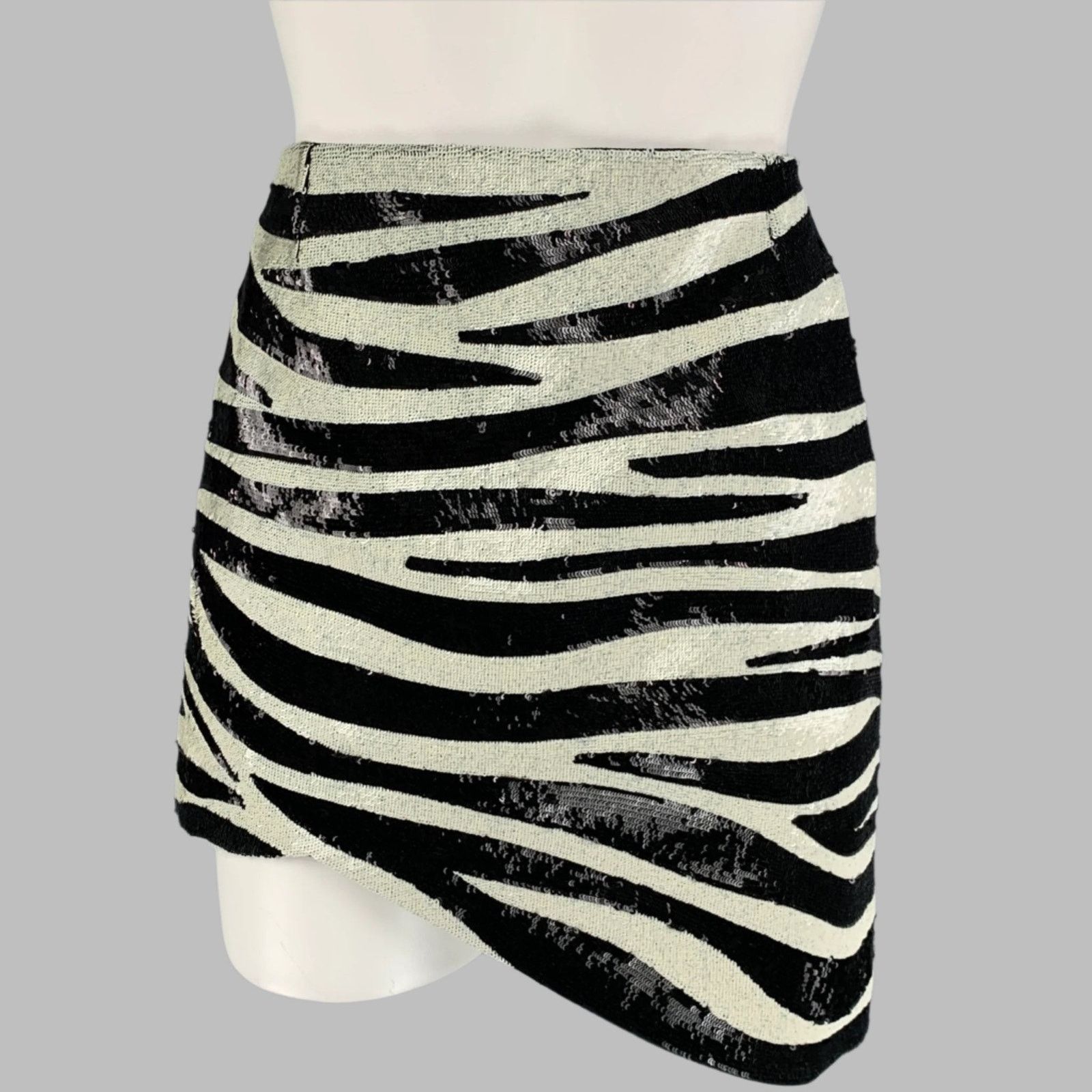 Saint Laurent Paris SAINT LAURENT Size 2 Zebra Stripe Sequined Mini Skirt Size 26" / US 2 / IT 38 - 1 Thumbnail
