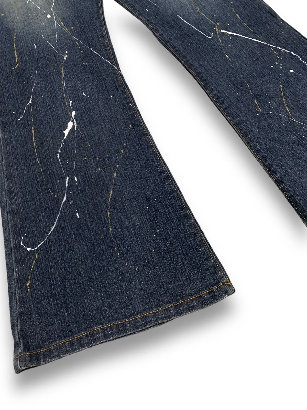 Japanese Brand Japanese Brand Blue Wash Painted Splatter Flare Grunge Jeans Size US 36 / EU 52 - 9 Thumbnail