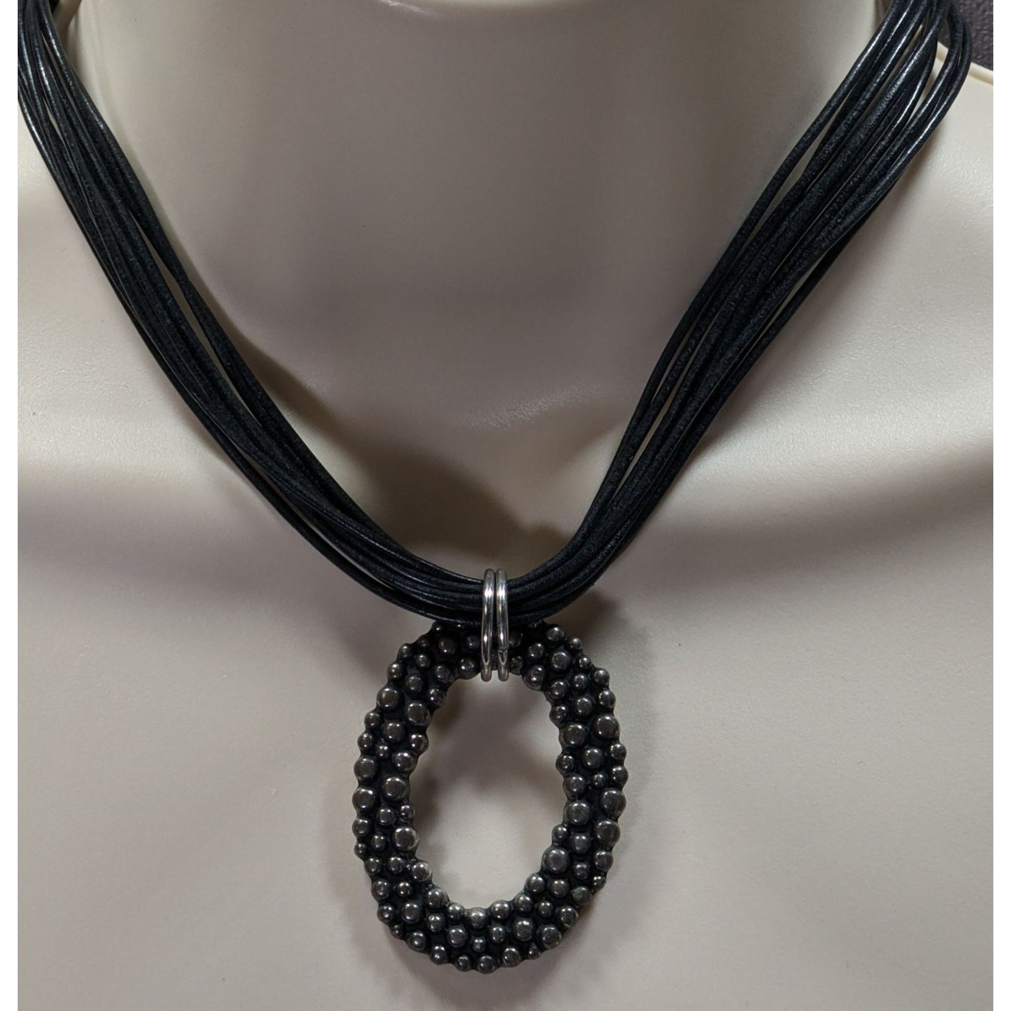 Other Bohemian Black Multi-Strand Necklace With Bubble Textured Ov Size ONE SIZE - 1 Thumbnail