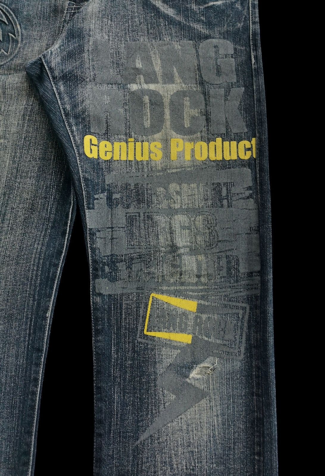 Japanese Brand Lang Rock Print Denim Jeans Size US 30 / EU 46 - 6 Thumbnail