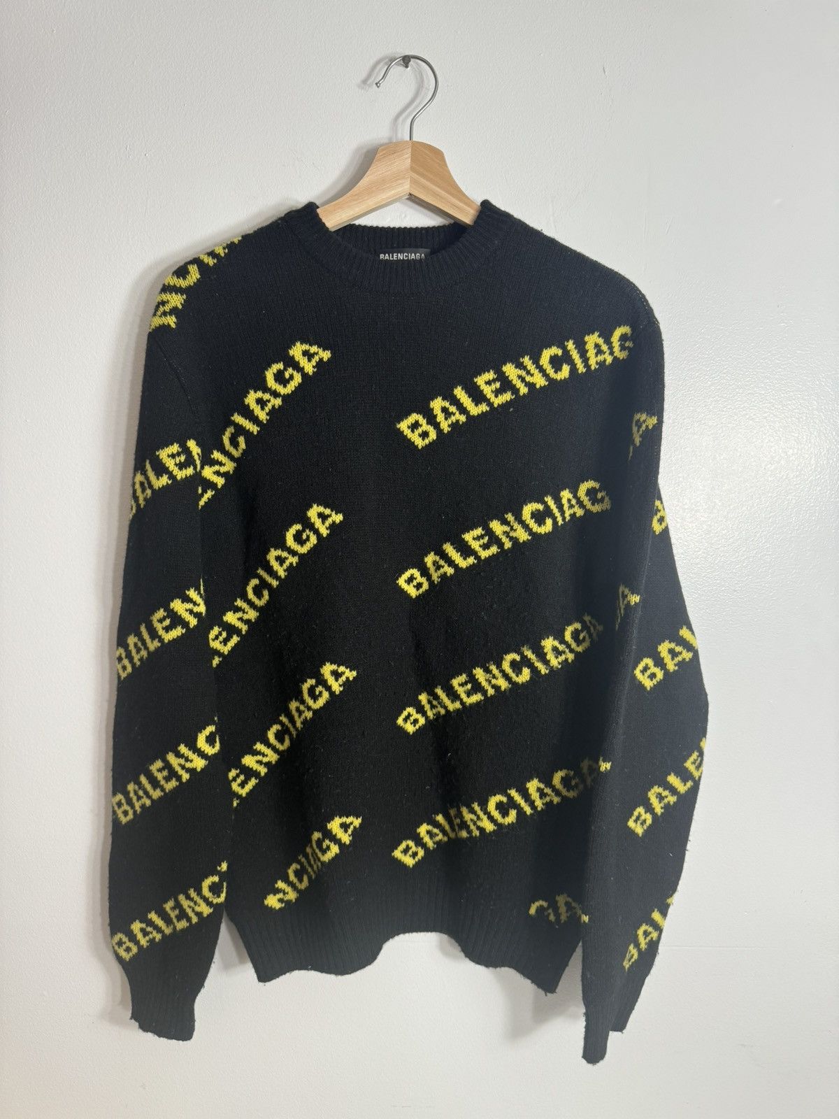 Luxury Sweater Yellow Balenciaga Sweater Mens Black Balenciaga