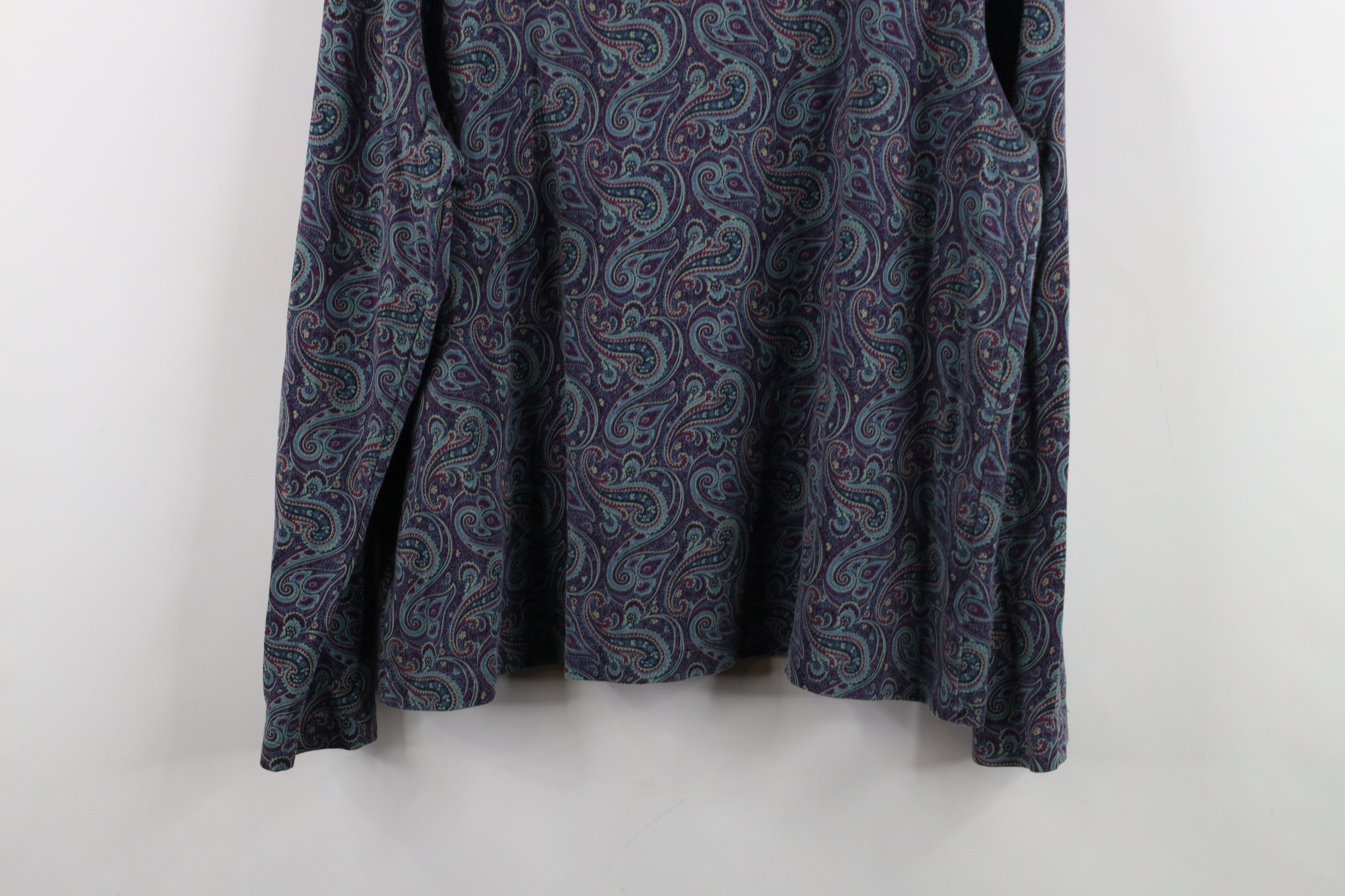 Lands' End × Vintage Vintage 90s Lands End Paisley Mock Neck Long Sleeve T-Shirt Size L / US 10 / IT 46 - 13 Thumbnail