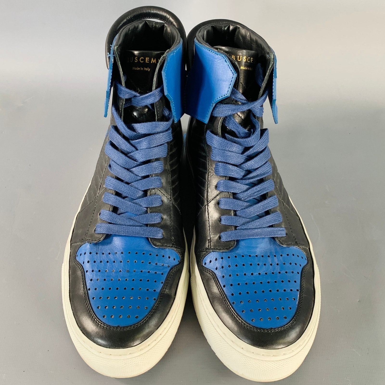 Buscemi BUSCEMI Black Blue Color Block Leather High Top Sneakers Size US 11 / EU 44 - 4 Thumbnail