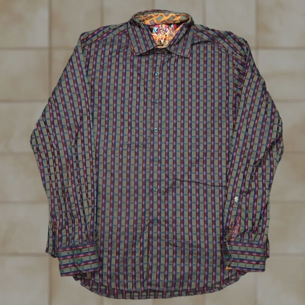 Robert Graham Robert Graham Shirt Mens XL Purple Abstract Geometric Flip Cuff Colorful Long Sleeve Button-Up Size US XL / EU 56 / 4 - 1 Thumbnail