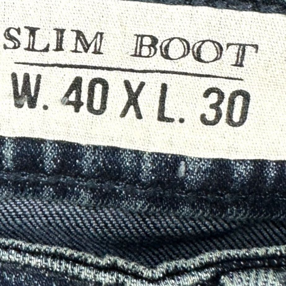 Denime T.K. Axel Jeans Slim Boot Mens 40X30 Blue Dark Washed 5 Pocket Denim NEW Size US 40 / EU 56 - 6 Thumbnail