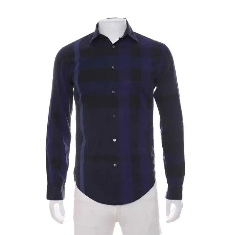 Burberry Burberry Men's Navy Check Long Sleeve Shirt Size US S / EU 44-46 / 1 - 1 Thumbnail