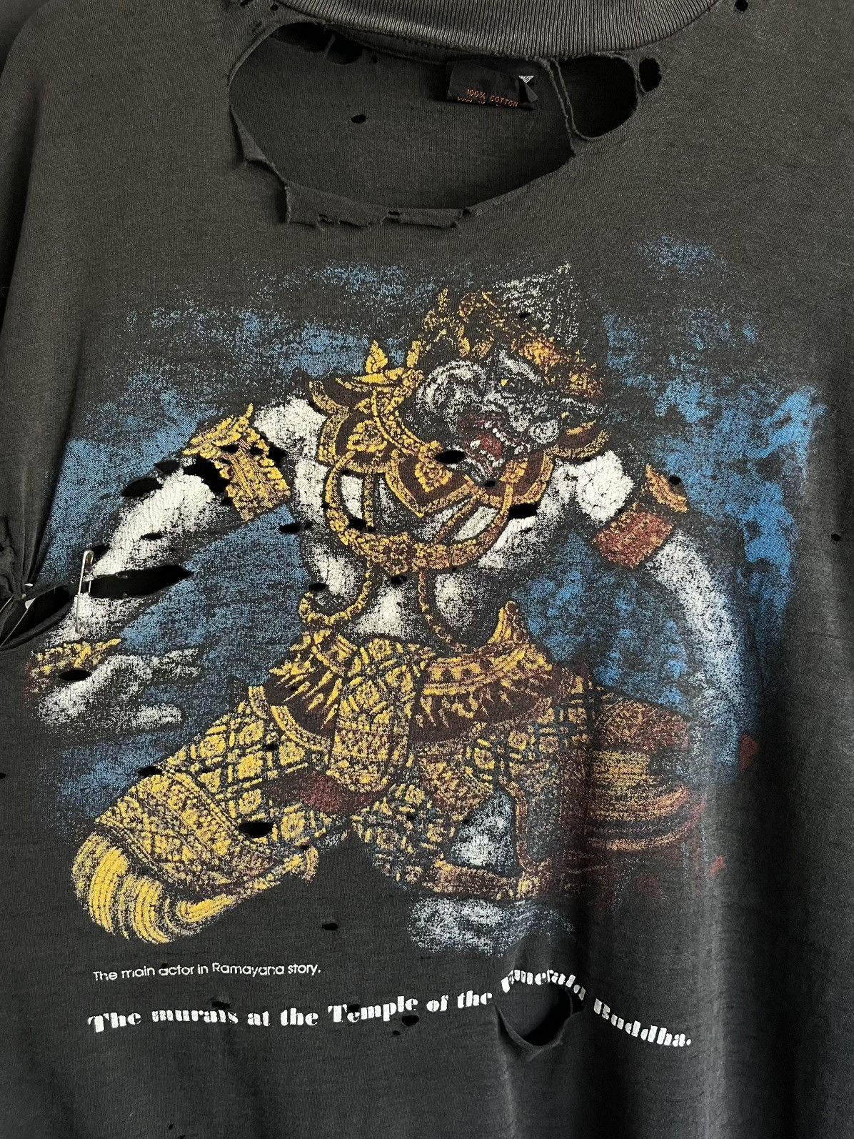Vintage 90s Thrashed “Emerald Buddha” Tee Size US XL / EU 56 / 4 - 2 Thumbnail