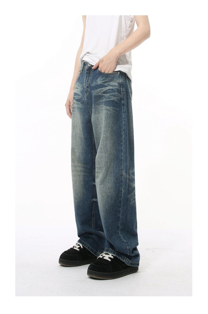Japanese Brand × Jean Vintage Washed Lightning Pattern Wide Leg Loose Jeans Size US 32 / EU 48 - 6 Thumbnail