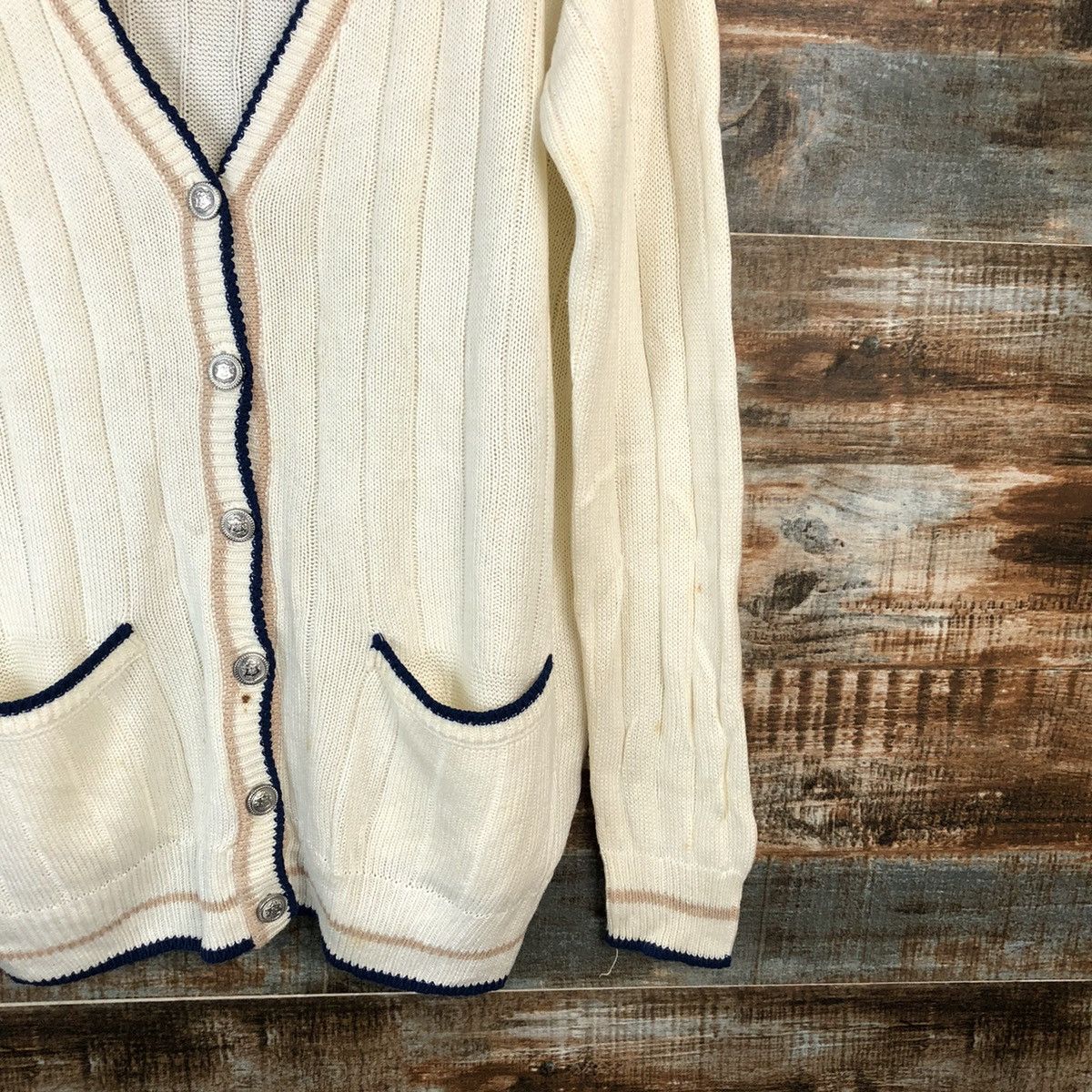 Japanese Brand Cinema Club White Cardigan Knitwear #A1625 Size US L / EU 52-54 / 3 - 8 Thumbnail