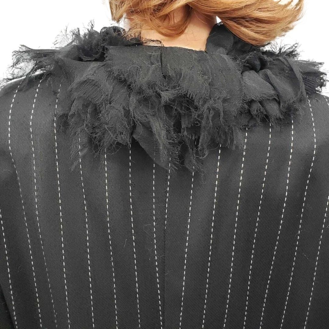 Vintage Pamela Vanderlinde Zone Blazer Jacket Pinstriped Ruffled 8 Size M / US 6-8 / IT 42-44 - 11 Thumbnail