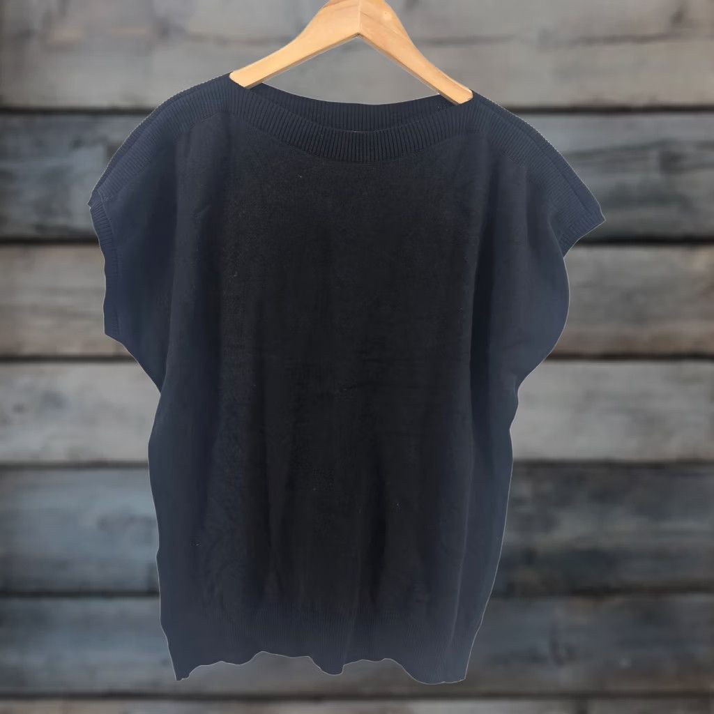 Talbots Talbots Sweater Vest Women Large Black Cap Sleeve Cotton Blend Knit Shell Size L / US 10 / IT 46 - 1 Thumbnail