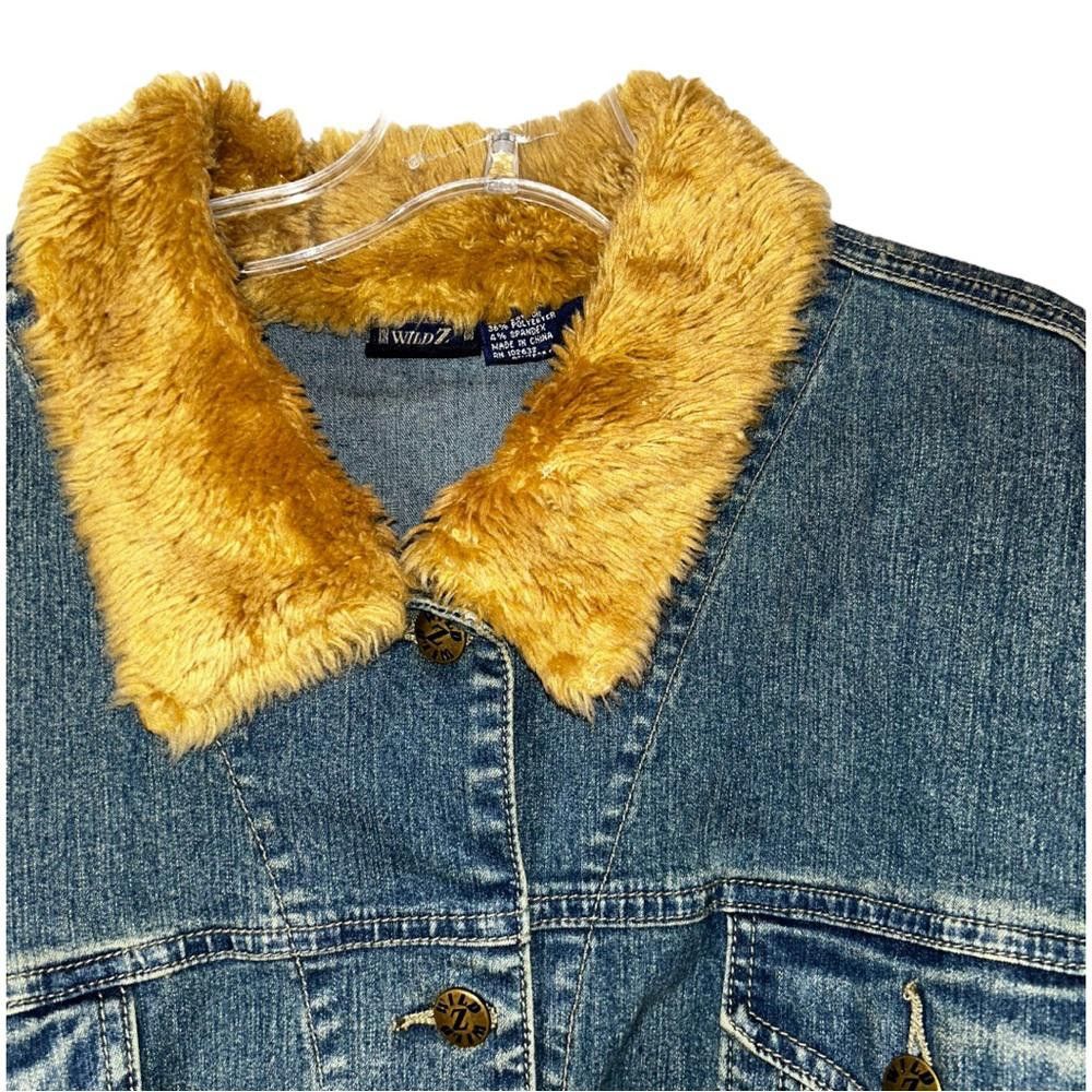 Designer Denim Jacket W Faux Fur Size 3X Size 3XL / US 20-22 - 2 Thumbnail