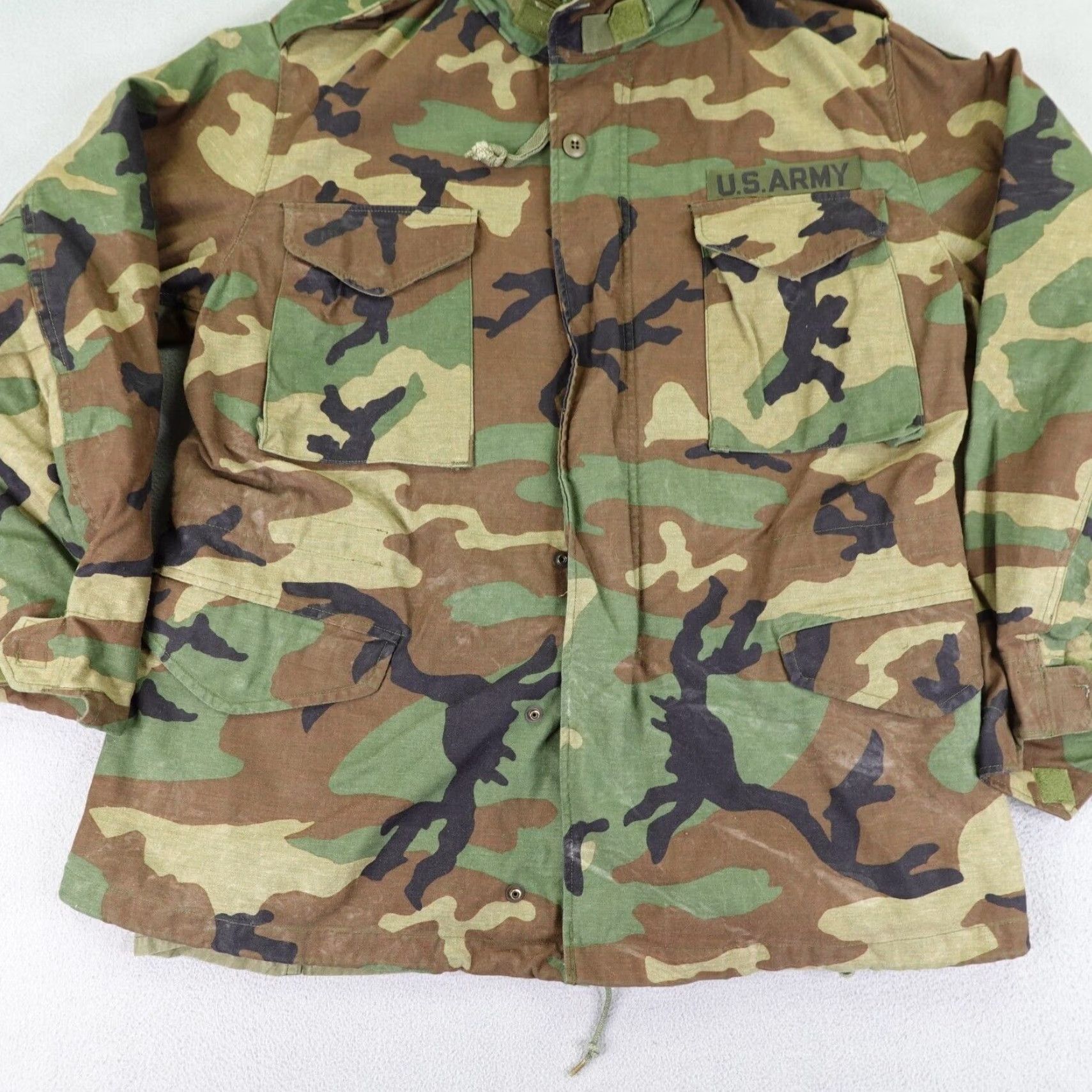 Vintage VINTAGE US Army Jacket Mens Medium Camouflage Coat 80s Military Outdoor Canvas Brown 80s Mens M Jacket Size US M / EU 48-50 / 2 - 3 Thumbnail