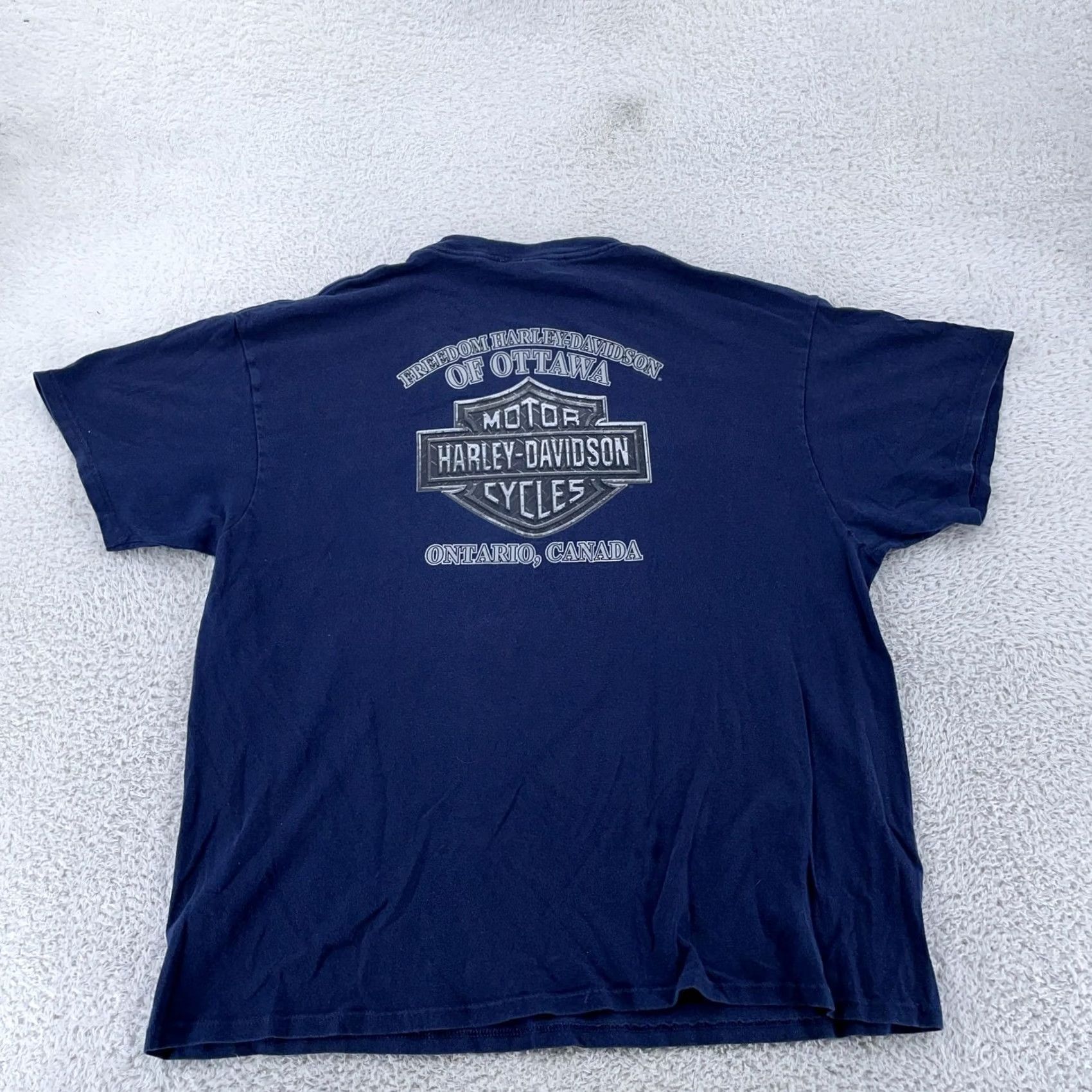 Harley Davidson Harley-Davidson Freedom Shirt Mens XL Blue Canada USA Ottawa Ontario Graphic Print Front Logo Casual T-Shirt Size US XL / EU 56 / 4 - 4 Thumbnail