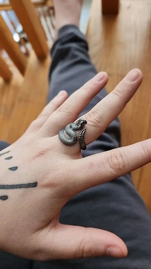 Jewelry Snake silver colour ring adjustable size Size ONE SIZE - 1 Thumbnail