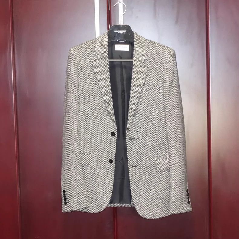 Saint Laurent Paris Saint Laurent Paris Saint Laurent Herringbone Wool Blazer Size US L / EU 52-54 / 3 - 1 Thumbnail