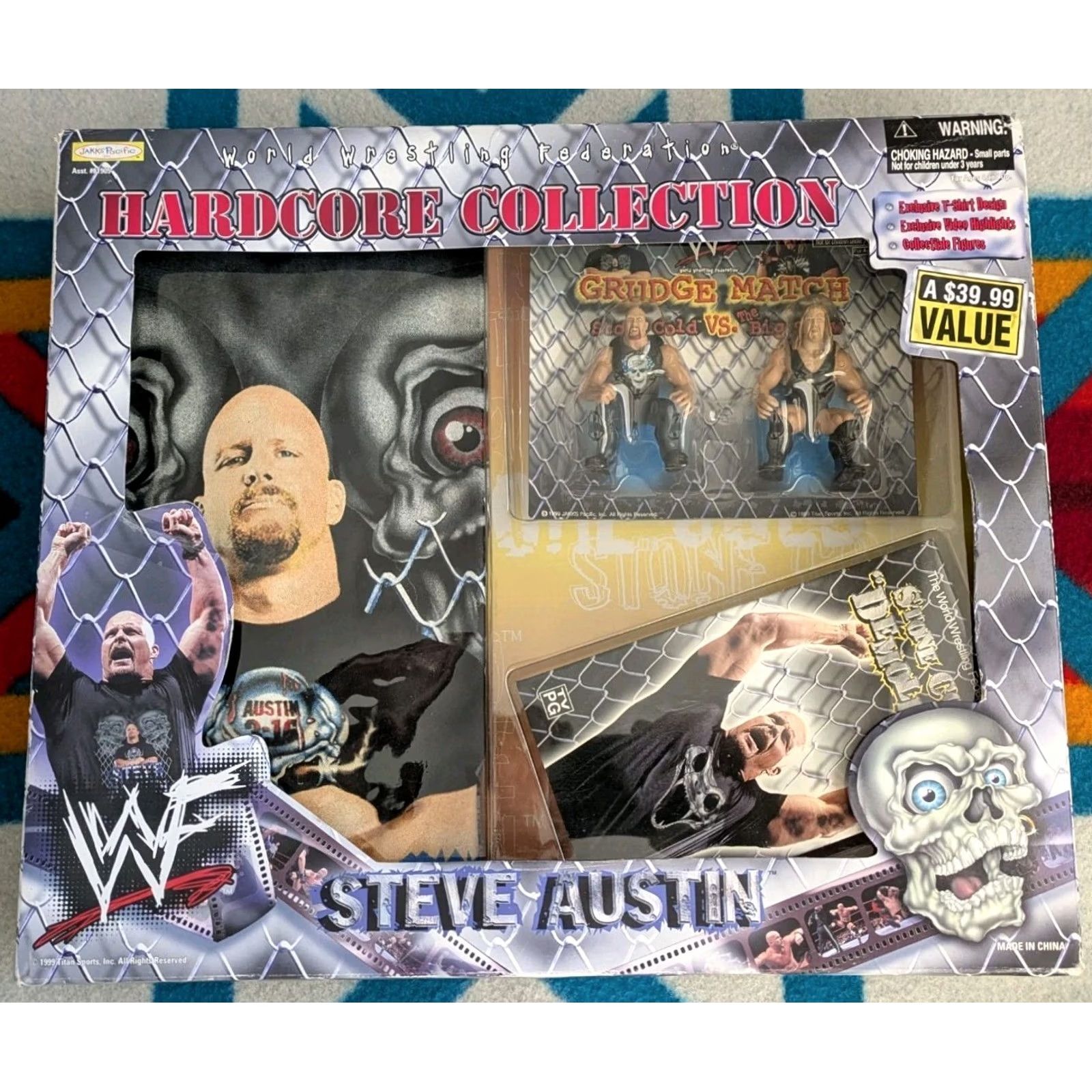 Vintage VINTAGE WWF Stone Cold T Shirt Action Figure DVD 1999 NEW Size US M / EU 48-50 / 2 - 2 Thumbnail