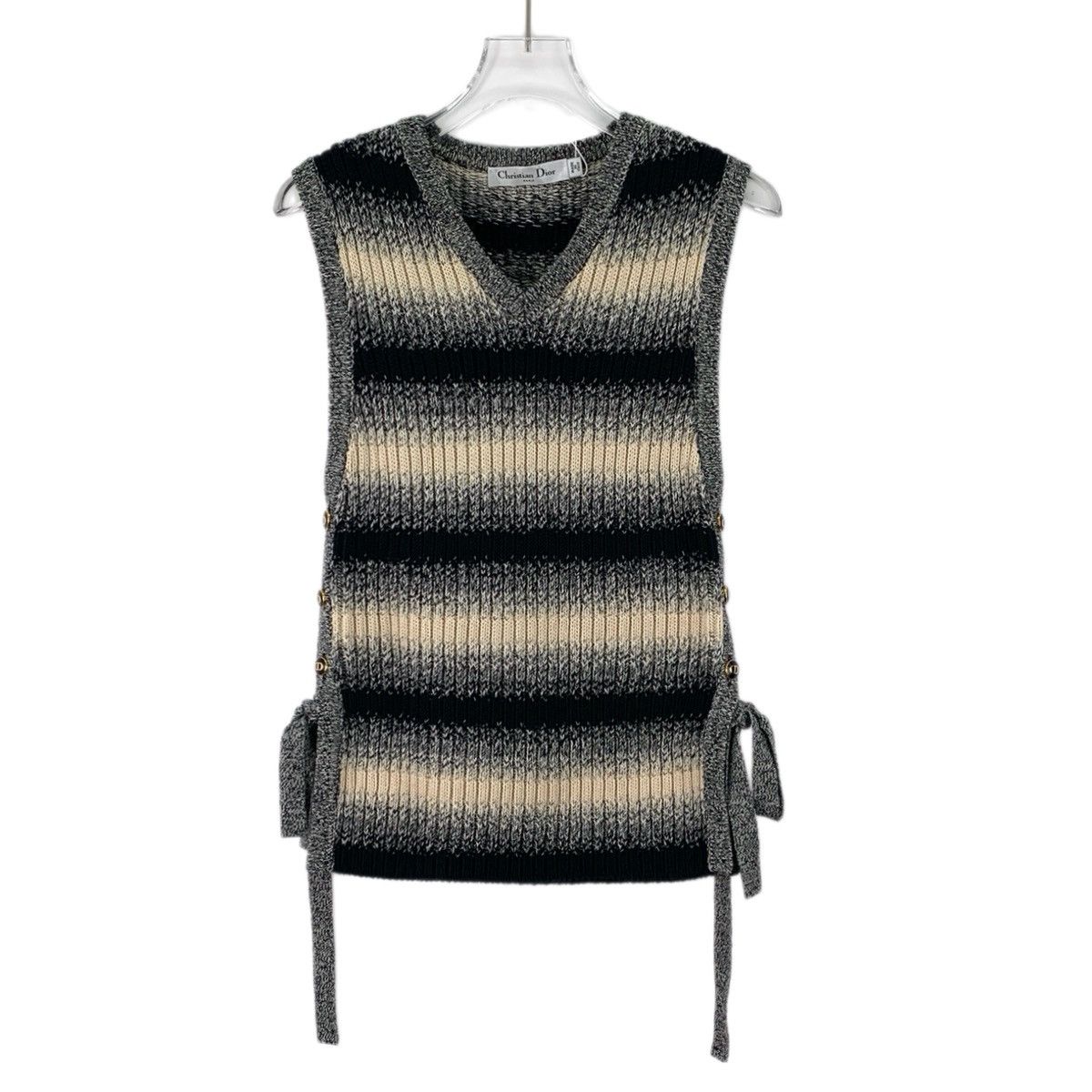 Dior Dior Dark Grey Side Button Tie Design V-neck Knit Vest K26WX Size XS / US 0-2 / IT 36-38 - 1 Thumbnail