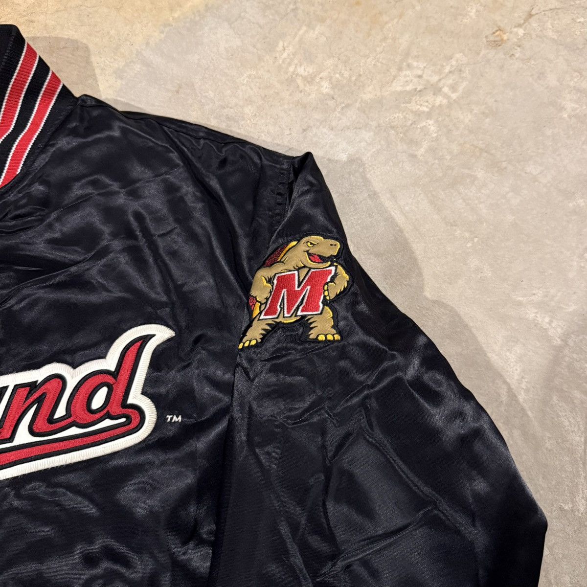 Vintage Vtg 2000s University of Maryland Satin Bomber Jacket Starter Size US L / EU 52-54 / 3 - 5 Thumbnail