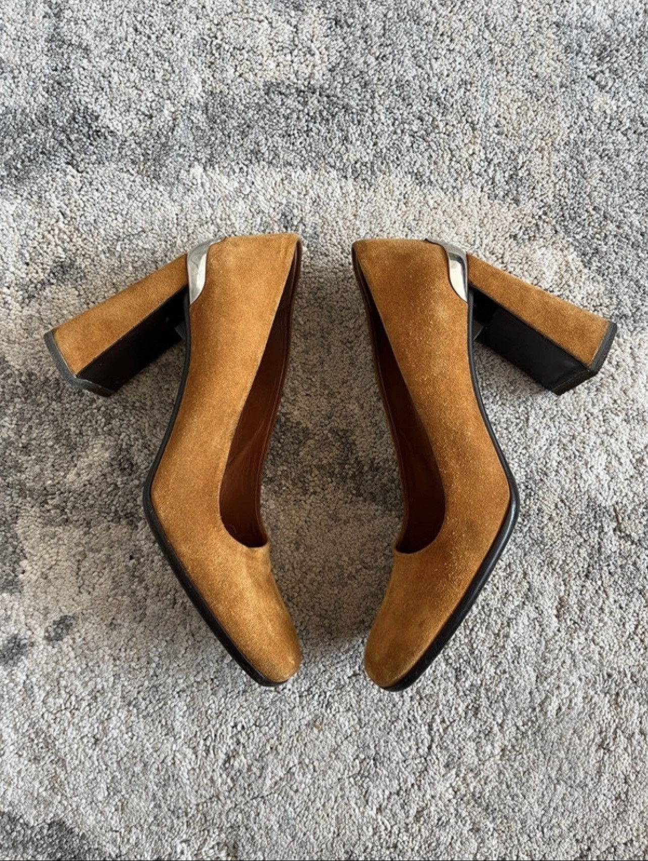 Prada Prada 1999 suede metallic plate heels Size US 8 / IT 38 - 3 Thumbnail