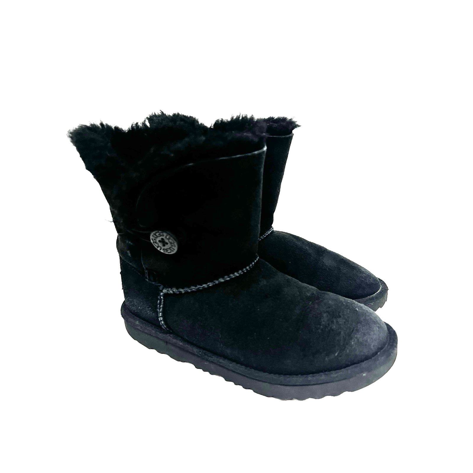 Ugg UGG Bailey Black Leather Suede Sherpa Ankle Boots US 3 Size US 4 / IT 34 - 2 Thumbnail