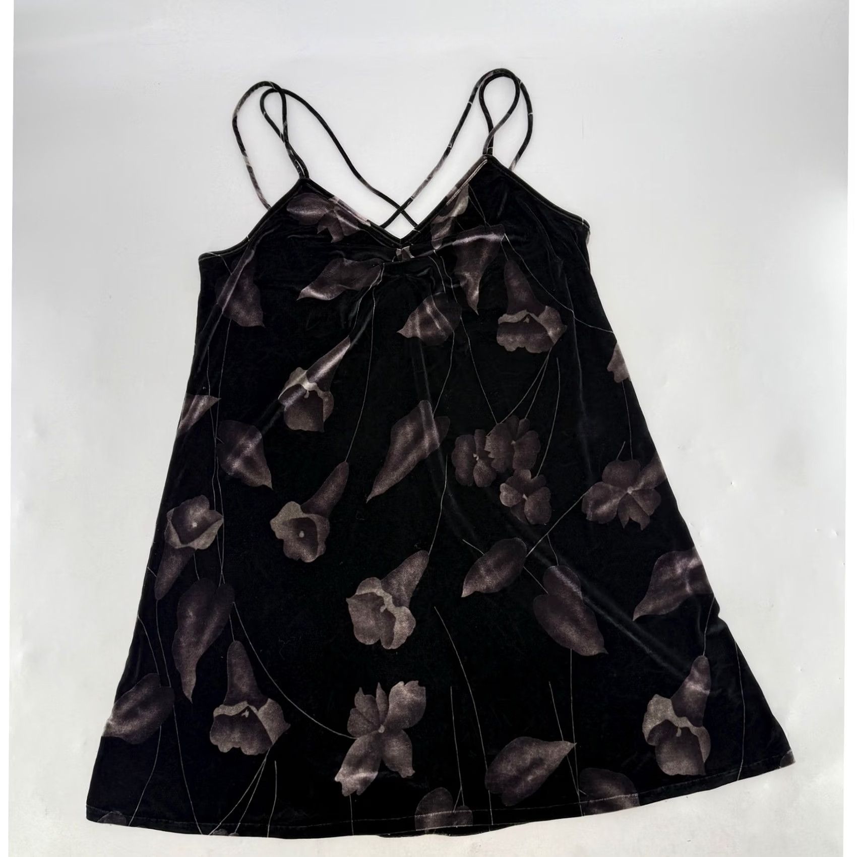 Avenue Avenue Dress Womens 14/16 Black Women Plus Size Velvet Floral Print Cami Slip Goth Size XL / US 12-14 / IT 48-50 - 7 Thumbnail