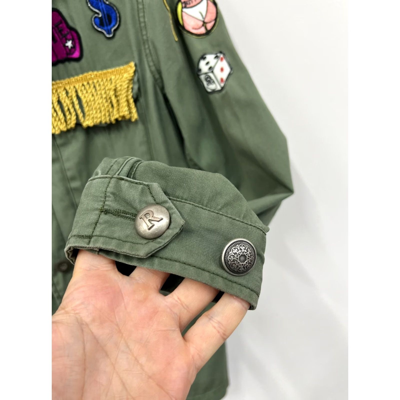 Replay Replay Jacket Womens L Khaki Logo Vintage Overshirt Blazer Military Patch Style Size L / US 10 / IT 46 - 6 Thumbnail