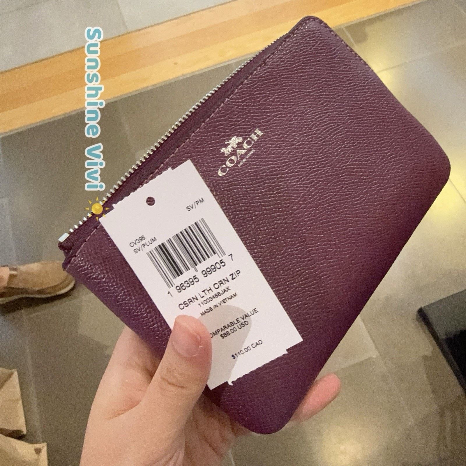 Coach NWT Coach Corner Zip Wristlet CV396 Silver Plum Size ONE SIZE - 3 Thumbnail