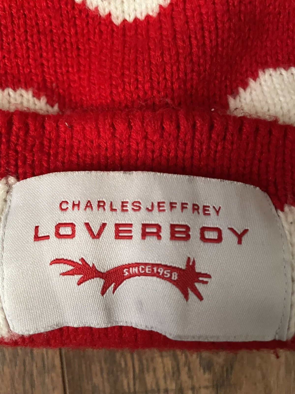 Charles Jeffrey LOVERBOY Red and White LoverBoy beanie Size 28 - 4 Thumbnail