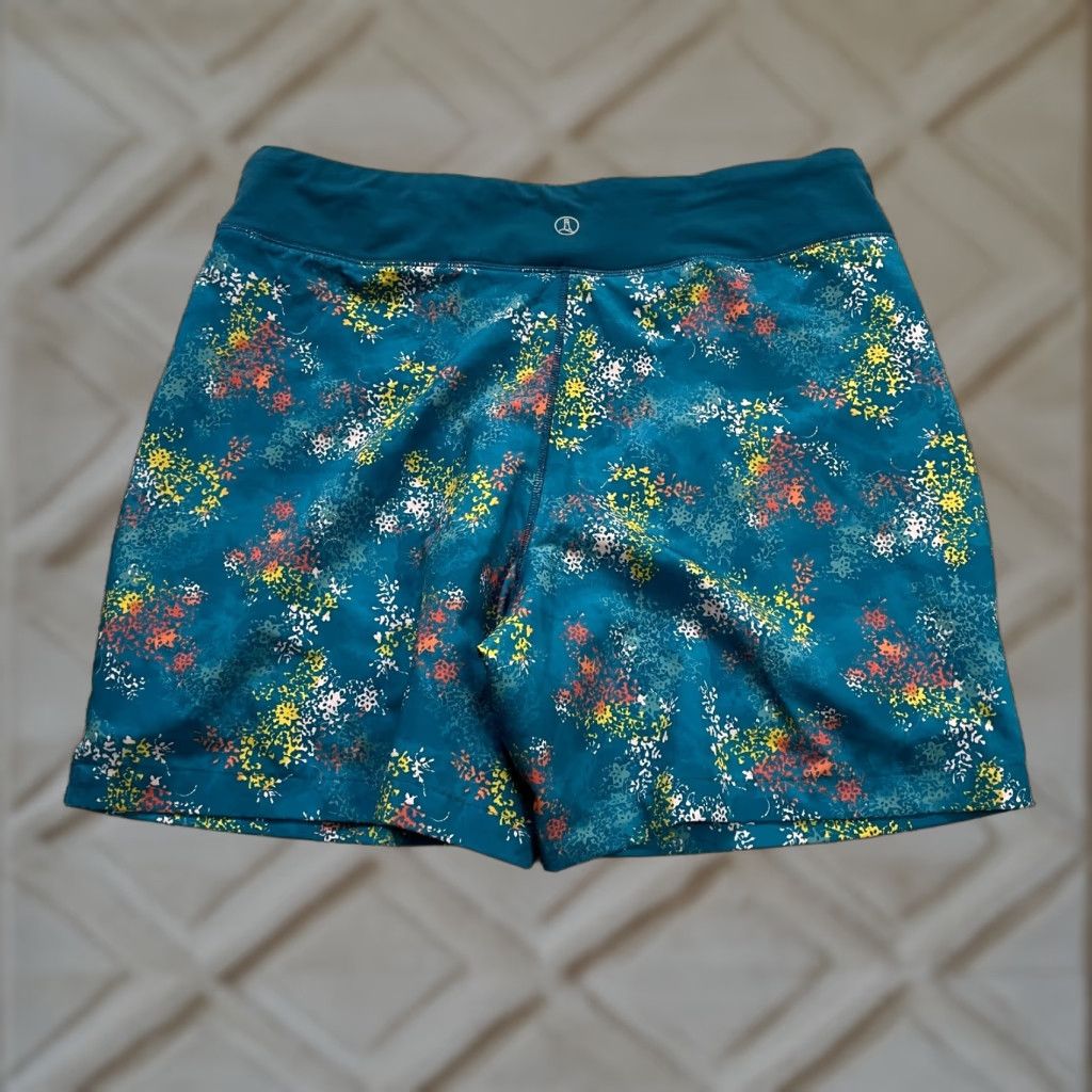 Lands' End Lands' End Active Shorts Women Large Teal Blue Patterned Lined High Rise Biker Womens Size 36" / US 14 / IT 50 - 1 Thumbnail