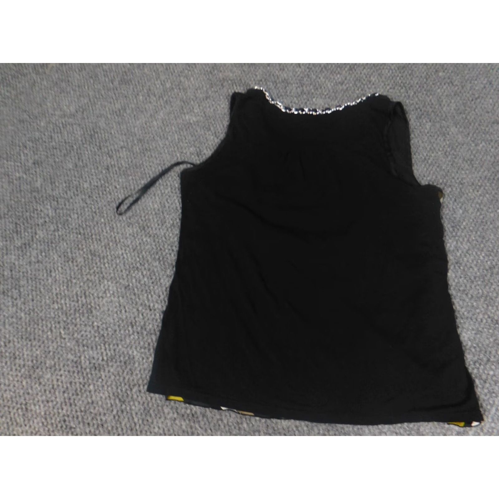 Alfani Alfani Blouse Womens Petites 8P Gold Crew Neck Sleeveless Lace Ruffle Polyester Casual Size M / US 6-8 / IT 42-44 - 7 Thumbnail