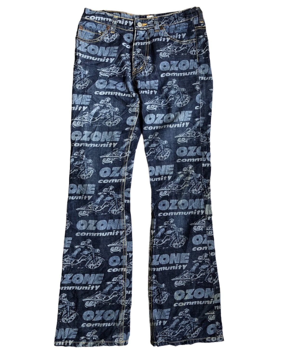 image of Hysteric Glamour x If Six Was Nine 2000S Ozone Community Bike Print Denim Pants in Blue Jean (Size 